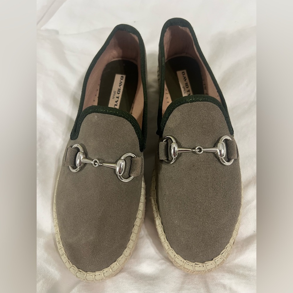 David Tyler Spain Suede Horsebit Espadrille Loafers EU 37 Quiet Luxury